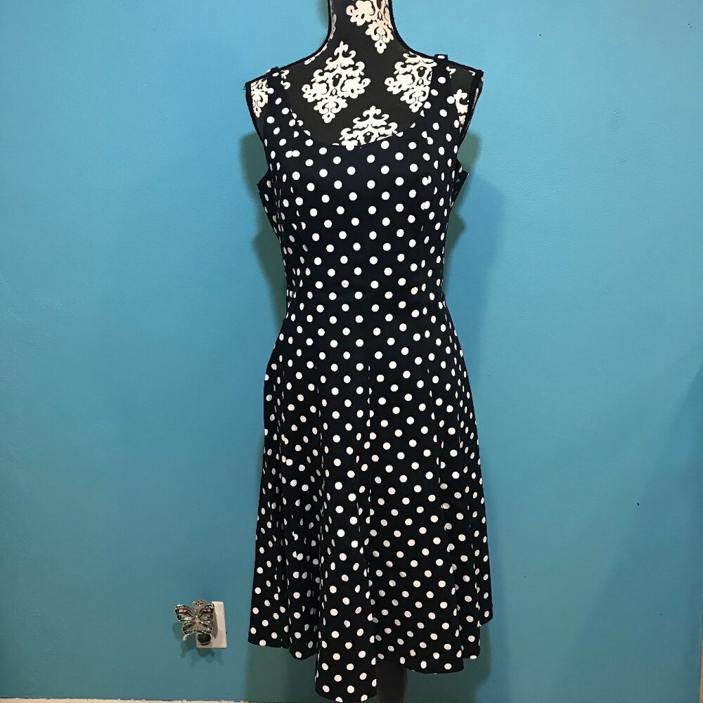 Ralph Lauren Polka Dot Woman's Dress EUC Rockabilly Size 12 Black & White Retro - Picture 2 of 16